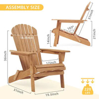 
              Wooden Outdoor Folding Adirondack Chair 2 Piece Set Of Wooden Lounge Patio Chairs
            