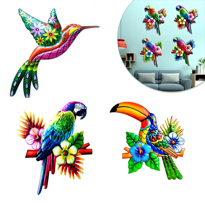 Metal Bird Home Wall Pendant Art Sculpture Outdoor Hanging Ornament Big Hummingbird Parrot For Garden Hanging Wall Decoration - Premium  from Yard Agri Supply - Just $14.95! Shop now at Yard Agri Supply