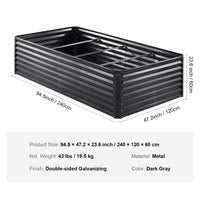 
              VEVOR Galvanized Raised Garden Bed Planter Box 94.5x47.2x23.6inch Flower Vegetable - Premium  from Yard Agri Supply - Just $152! Shop now at Yard Agri Supply
            